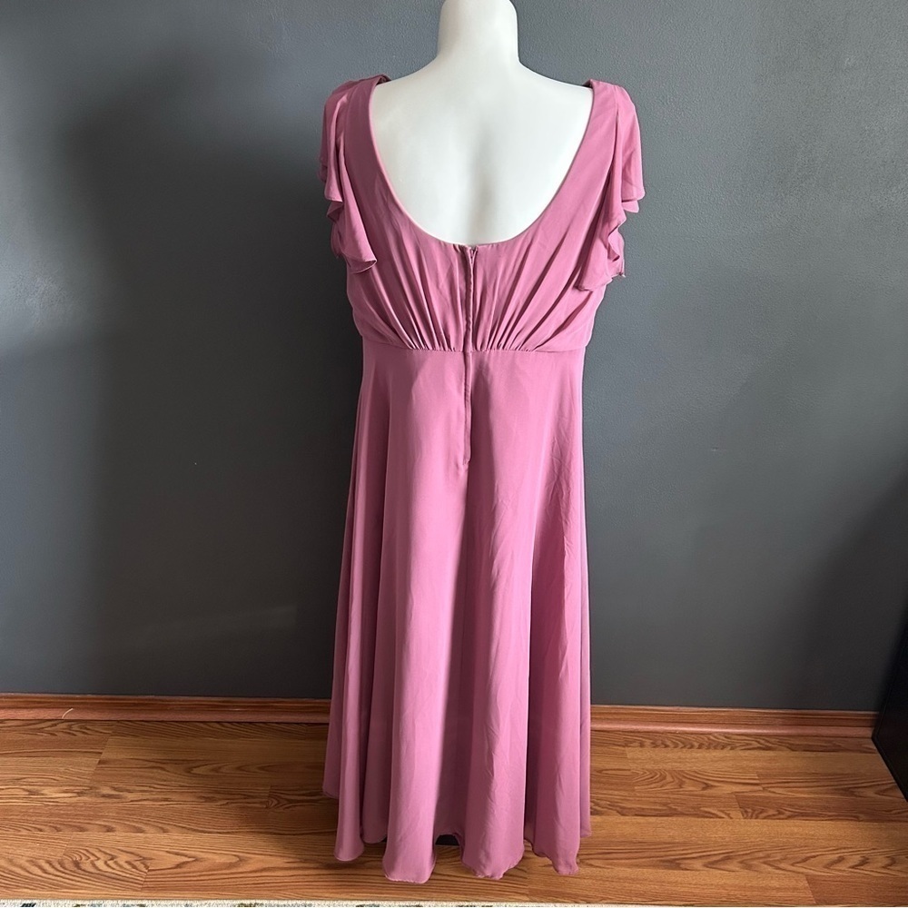 David's Bridal Mauve Flutter Sleeve Bridesmaid Dress - Picture 12 of 12